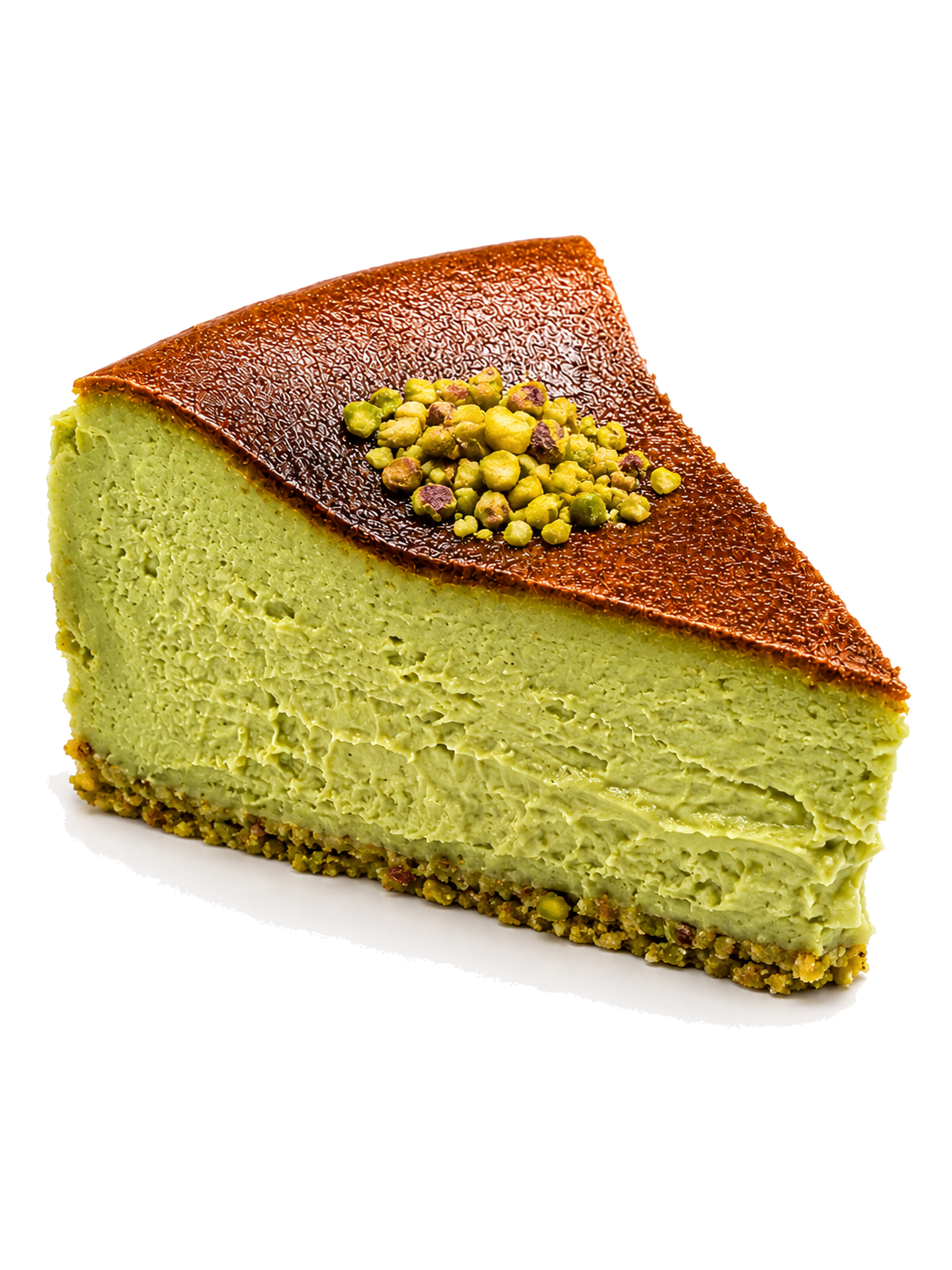 Pistachio cheesecake slice
